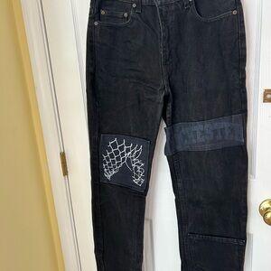 Rochester Black Jeans with Web Patch